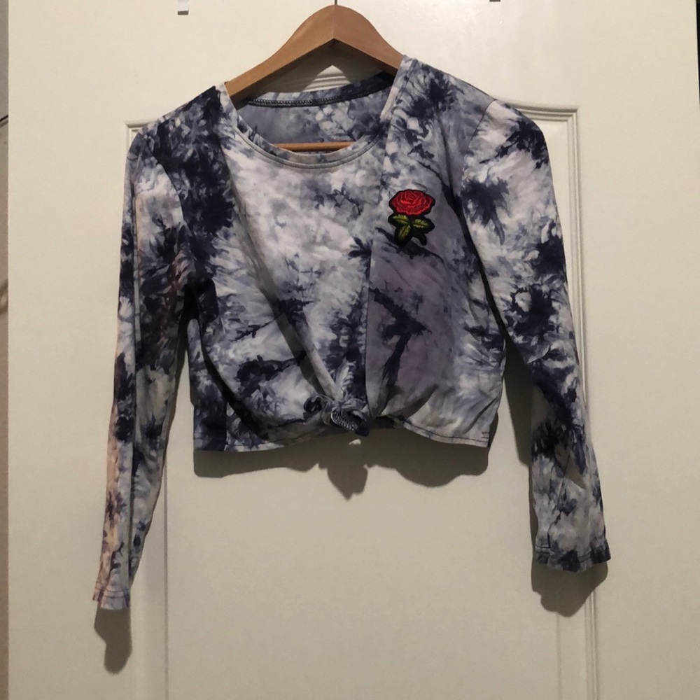 Tie dye long sleeve crop top